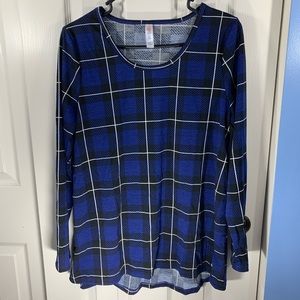 Lularoe Women’s Lynnae Blue Black Plaid Shirt